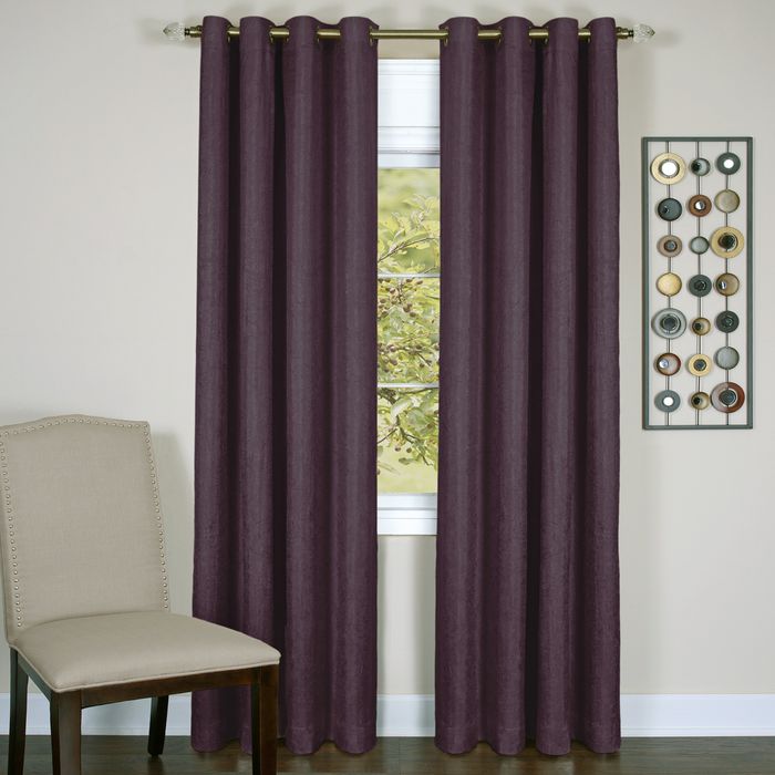 Taylor Lined Grommet Blackout Window Curtain Panel, 98% Light Blocking, 50 inches Width, Machine Washable Polyester Fabric - Textiles & Soft Furnishings - Aubergine - 50x63