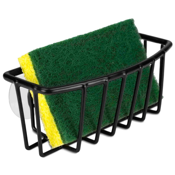 Vinyl Coated Steel Sponge Holder with Suction Cups - Black