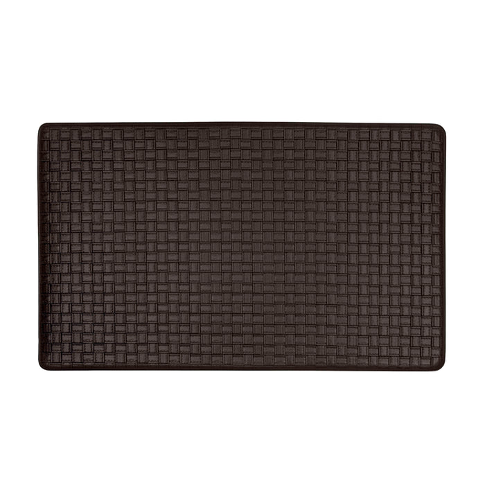 Decorative Anti-Fatigue Mat - Faux-Leather Woven-Embossed - Eco PVC Foam - Sizes 18x30, 20x39 - Black - 20x39