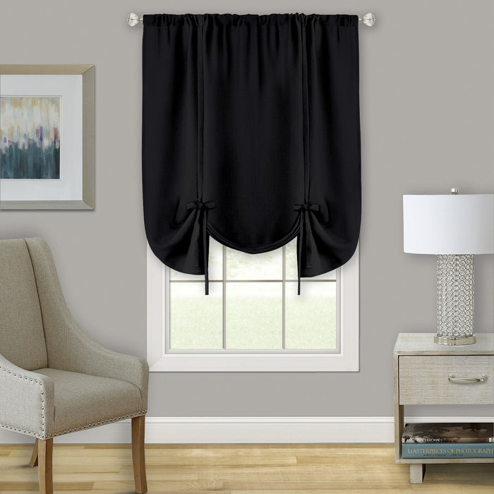 Darcy Window Curtain Tie-Up Shade, 50x63 inches, Polyester, Blush and Natural Hues - Black