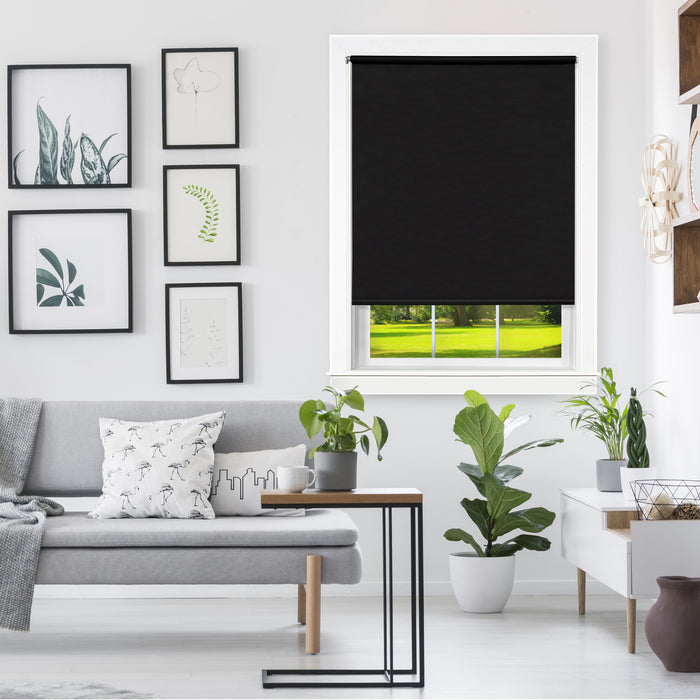 Cords Free Tear Down Room Darkening Window Shade - Customizable Width and Cordless Lift - Black - 37x72