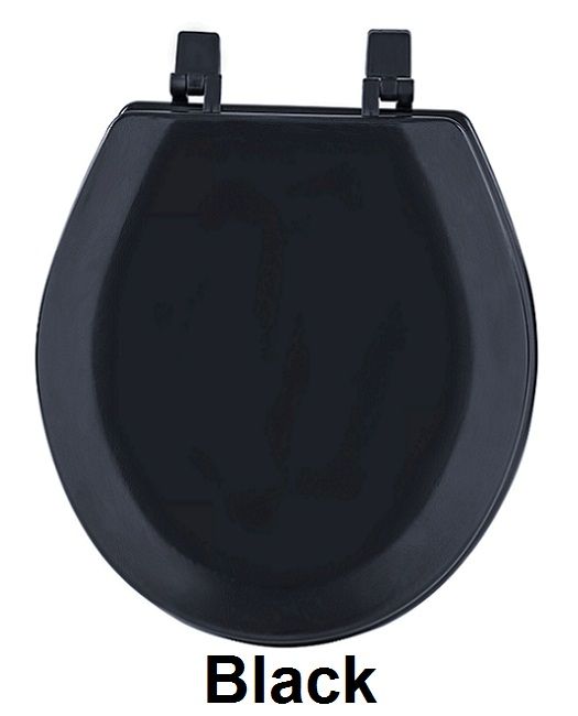 Fantasia 17 Inch Standard Wood Toilet Seat - Molded Design with Beveled Edge - Black