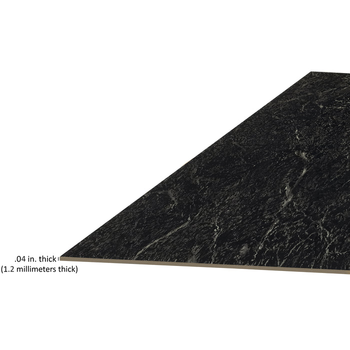 Sterling 12x12 Self Adhesive Vinyl Floor Tile - 20 Tiles, 1-Year Warranty - Black with White Vein Marble