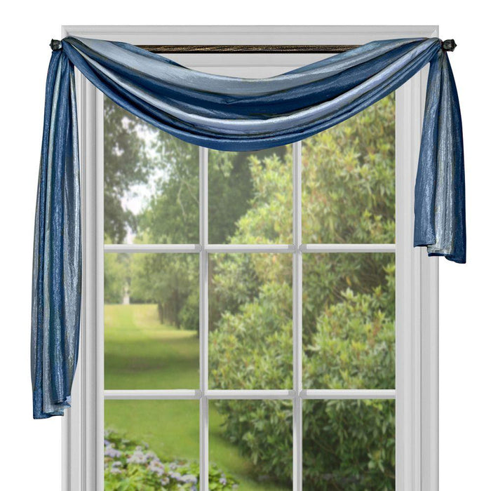Window Curtain Scarf - Ombre Design, 50 Inch Width, Easy-to-Clean Polyester Fabric, Blush Tones and Natural Hues - Blue