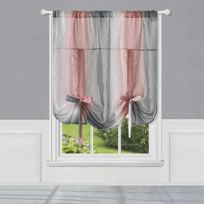 Ombre Window Curtain Tie-Up Shade, 50x63 inches, Polyester, Blush and Natural Hues - Blush