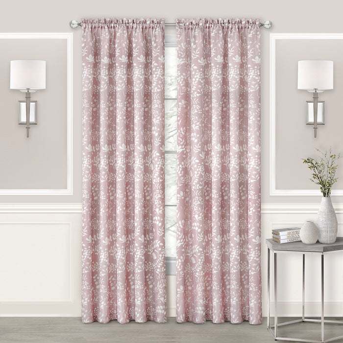 Charlotte Rod Pocket Window Curtain Panel - 42 Inches Width - Light Filtering - Machine Washable - Geometric Diamond Clipped Design - Textiles & Soft Furnishings - Blush - 52x63