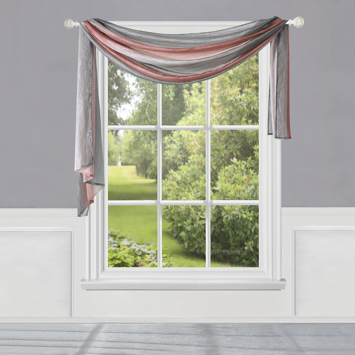 Window Curtain Scarf - Ombre Design, 50 Inch Width, Easy-to-Clean Polyester Fabric, Blush Tones and Natural Hues - Blush