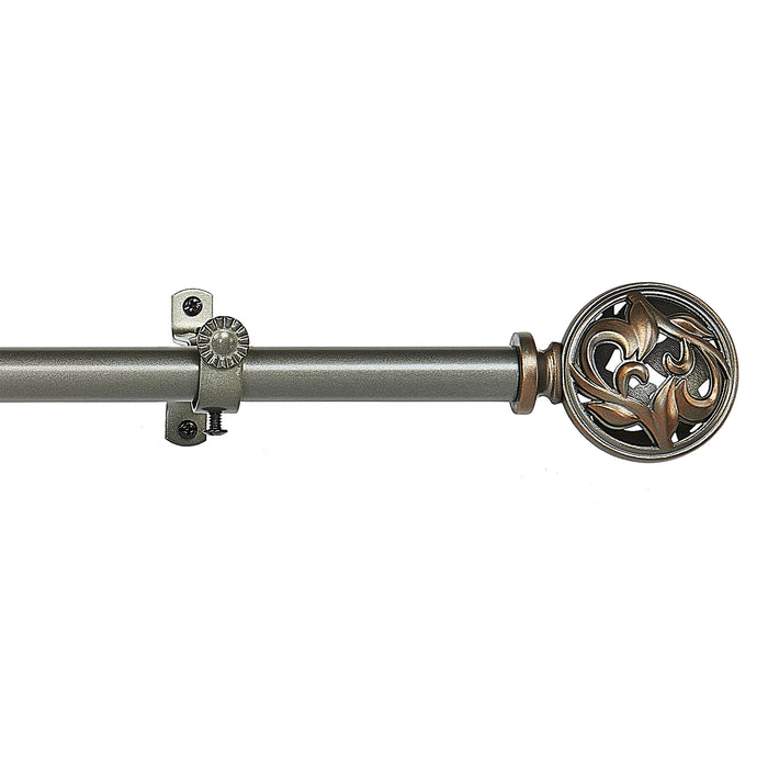Grace Style Buono II Decorative Rod & Finial with Matching All-Metal Hardware, Antique Silver PVC Finials - 48-86