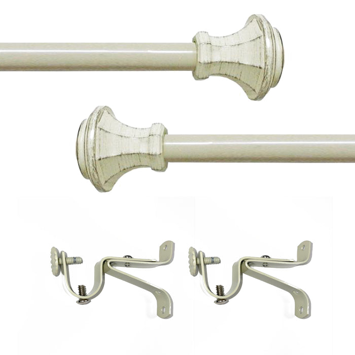 Carson Style Buono II Decorative Rod & Finial with Matching All-Metal Hardware, Antique Silver PVC Finials