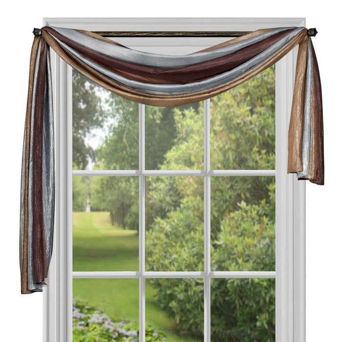 Window Curtain Scarf - Ombre Design, 50 Inch Width, Easy-to-Clean Polyester Fabric, Blush Tones and Natural Hues - Chocolate