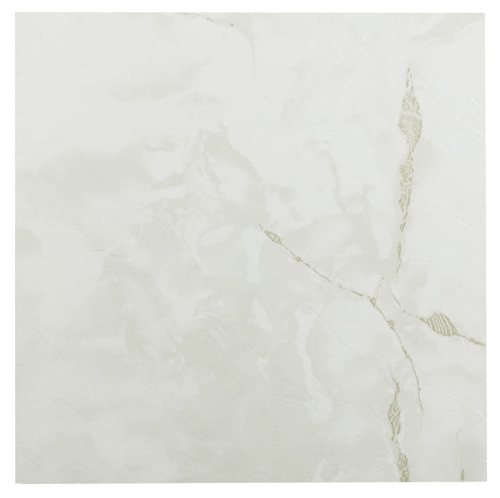 Nexus Style 12x12 Self Adhesive Vinyl Floor Tile - Cover 20 sqft, Easy DIY Peel 'N' Stick Installation, 1-Year Limited Warranty - Classic White with Grey Veins