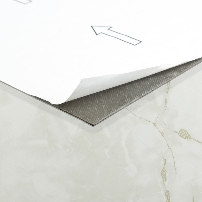 Nexus Style 12x12 Self Adhesive Vinyl Floor Tile - Cover 20 sqft, Easy DIY Peel 'N' Stick Installation, 1-Year Limited Warranty - Classic White with Grey Veins
