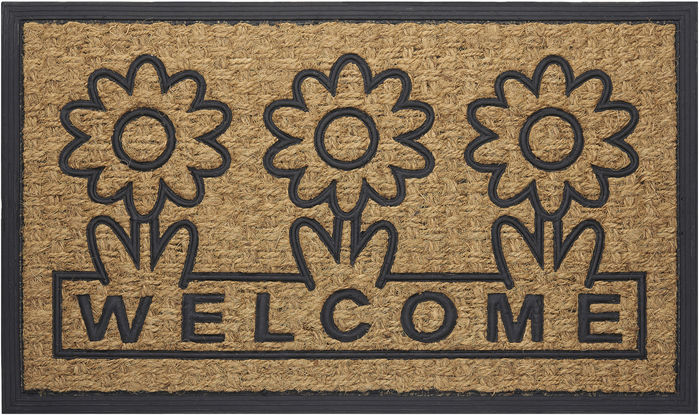 Coco Mat Daisy Doormat - 18x30, Durable, Eco-Friendly, Rubber Trim, Easy to Clean - Daisy