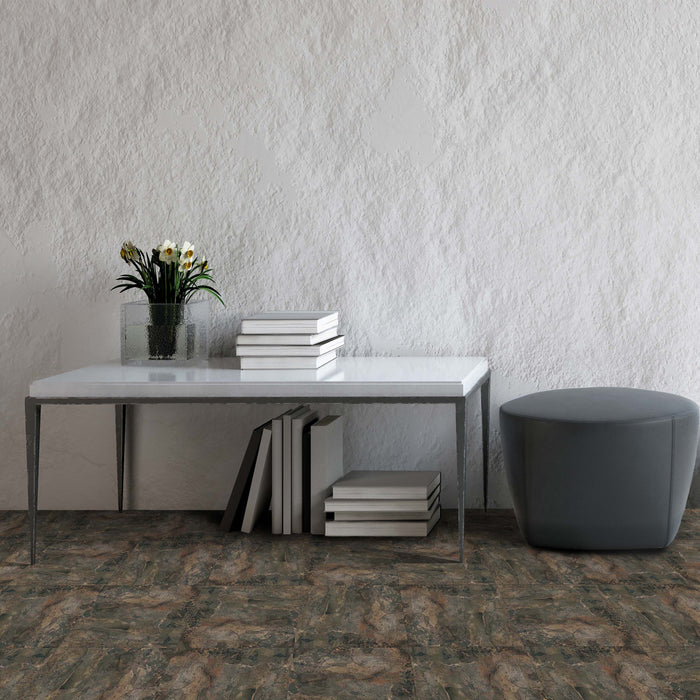 Nexus Style 12x12 Self Adhesive Vinyl Floor Tile - Cover 20 sqft, Easy DIY Peel 'N' Stick Installation, 1-Year Limited Warranty - Dark Slate Marble