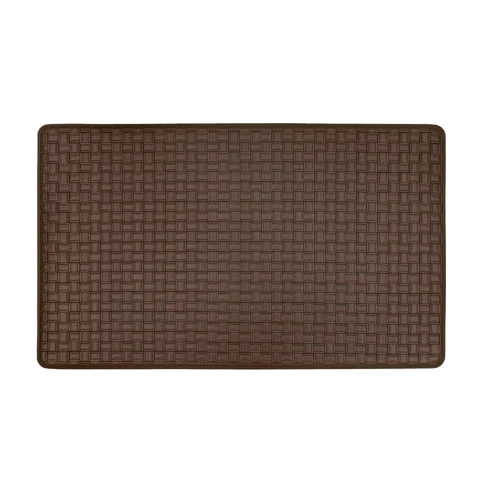 Decorative Anti-Fatigue Mat - Faux-Leather Woven-Embossed - Eco PVC Foam - Sizes 18x30, 20x39 - Espresso - 18x30