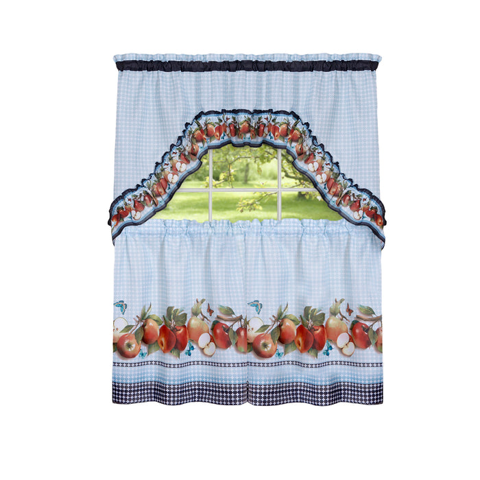 Golden Delicious Printed Tier & Swag Window Curtain Set - Easy Care, Quick Installation, Budget-Friendly, Nature-Inspired Design, Textiles & Soft Furnishings