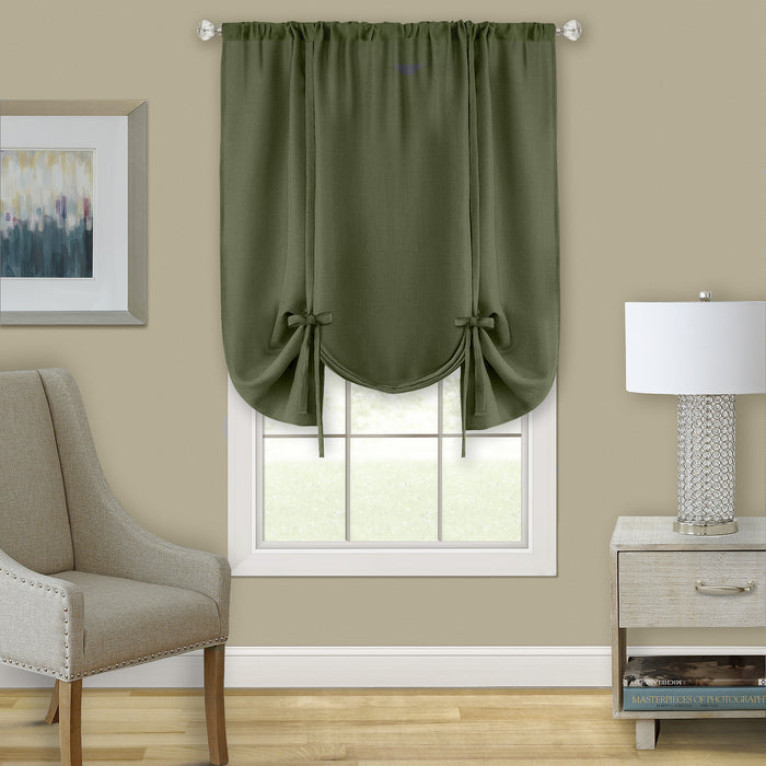 Darcy Window Curtain Tie-Up Shade, 50x63 inches, Polyester, Blush and Natural Hues - Green