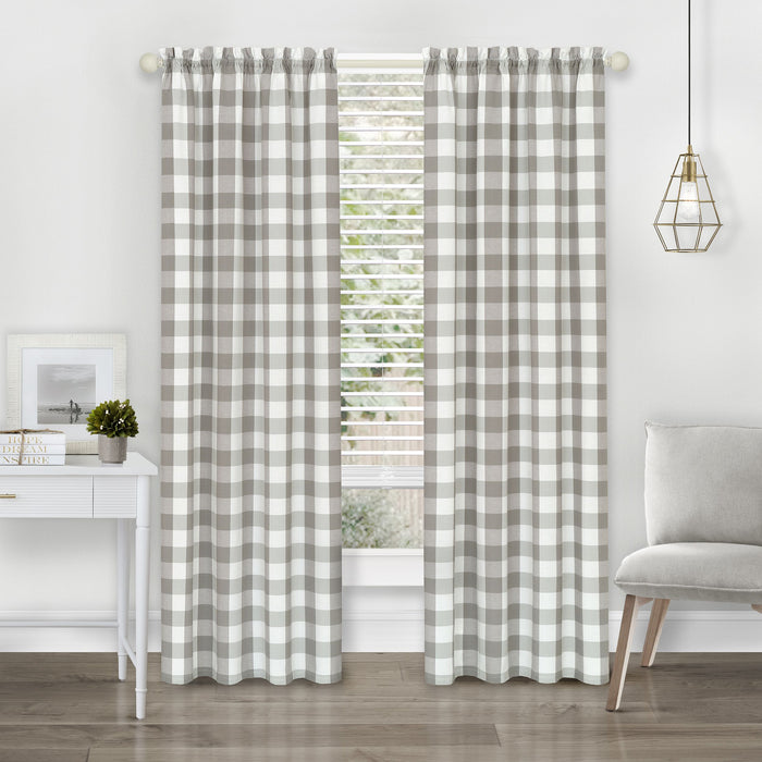 Hunter Rod Pocket Window Curtain Panel - Light-Filtering Fabric, 42 Inches Wide, Machine Washable - Grey - 42x84