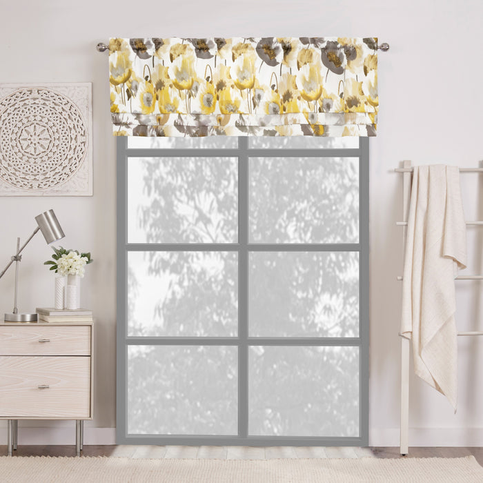 Field Window Curtain Valance - Chic Window Accent, Poppy Style, 50-inch Width - Grey
