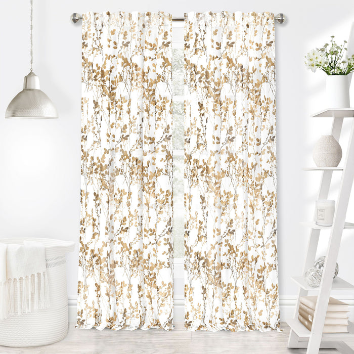 Misty Back Tab Window Curtain Panel - 52 Inches Wide, Semi-Sheer, Sold Separately - Hazelnut - 52x63