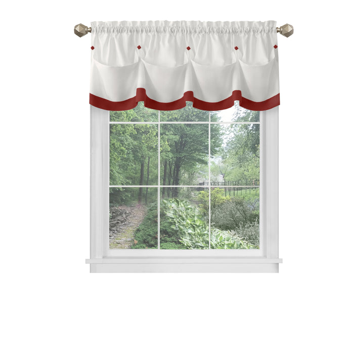 Lana Rod Pocket Window Curtain Valance - 52 Inches x 14 Inches, Soft Chenille Fabric - Lava