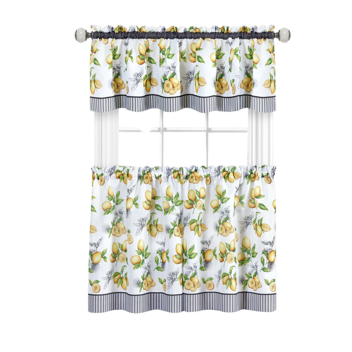 Lemon Drop Tier and Valance Window Curtain Set - Complete Ensemble with 58-Inch Width