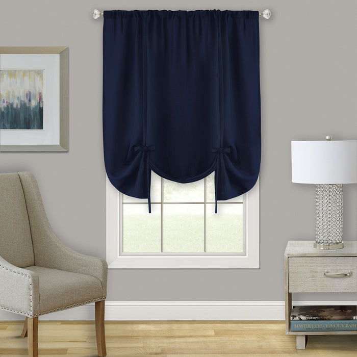 Darcy Window Curtain Tie-Up Shade, 50x63 inches, Polyester, Blush and Natural Hues - Navy