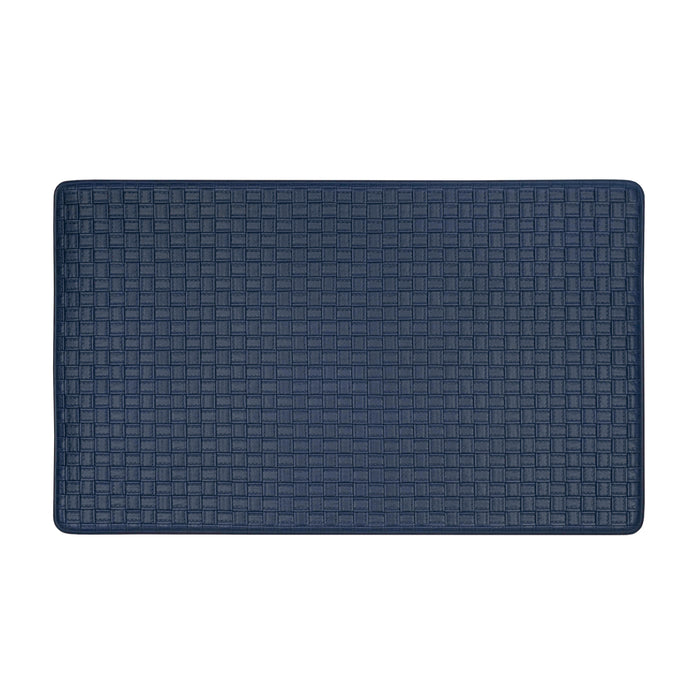Decorative Anti-Fatigue Mat - Faux-Leather Woven-Embossed - Eco PVC Foam - Sizes 18x30, 20x39 - Navy - 20x39