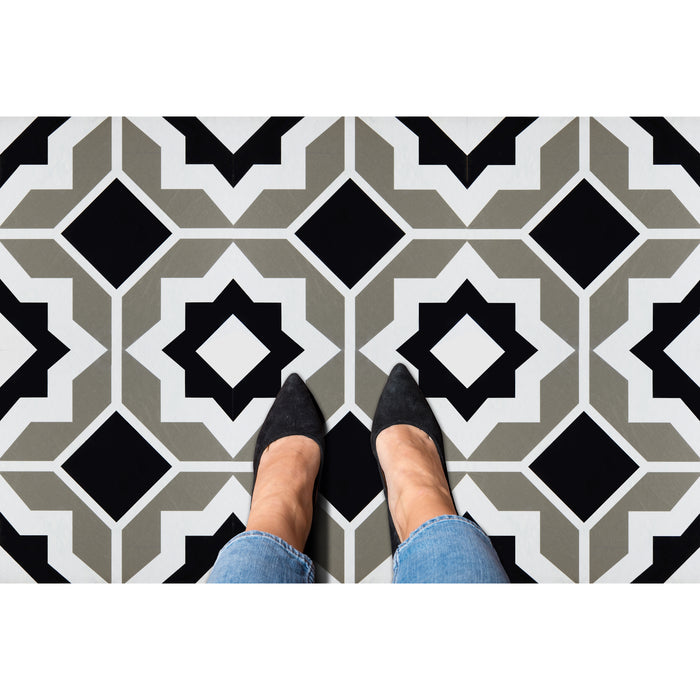 Retro Style 12x12 Self Adhesive Vinyl Floor Tile - 20 Tiles, 20 sqft - Onyx Star