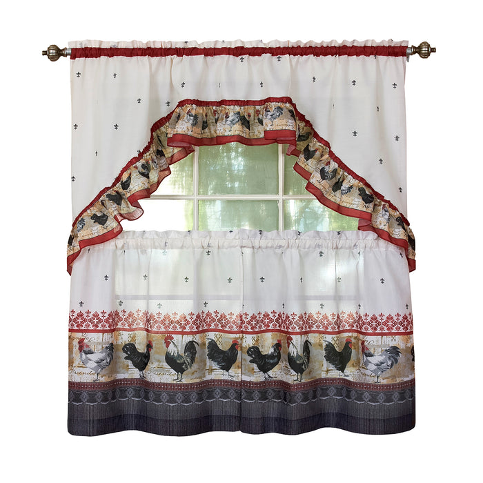 Printed Tier and Swag Window Curtain Set