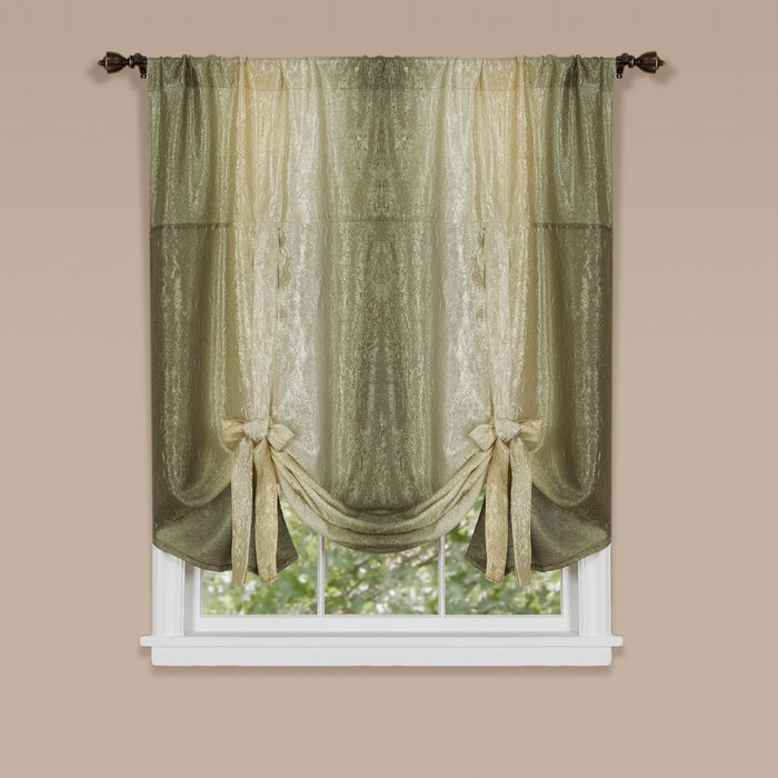 Ombre Window Curtain Tie-Up Shade, 50x63 inches, Polyester, Blush and Natural Hues - Sage