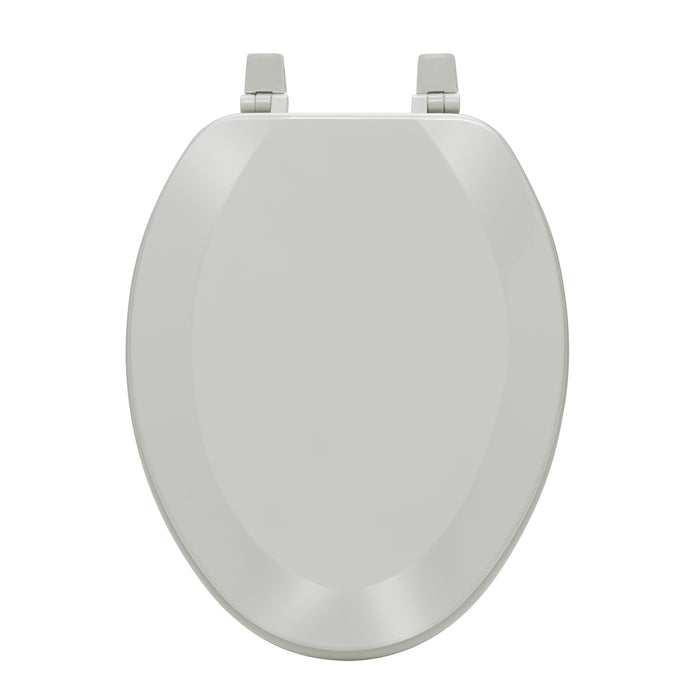 Fantasia 19 Inch Elongated Wood Toilet Seat with Beveled Edge - Silver