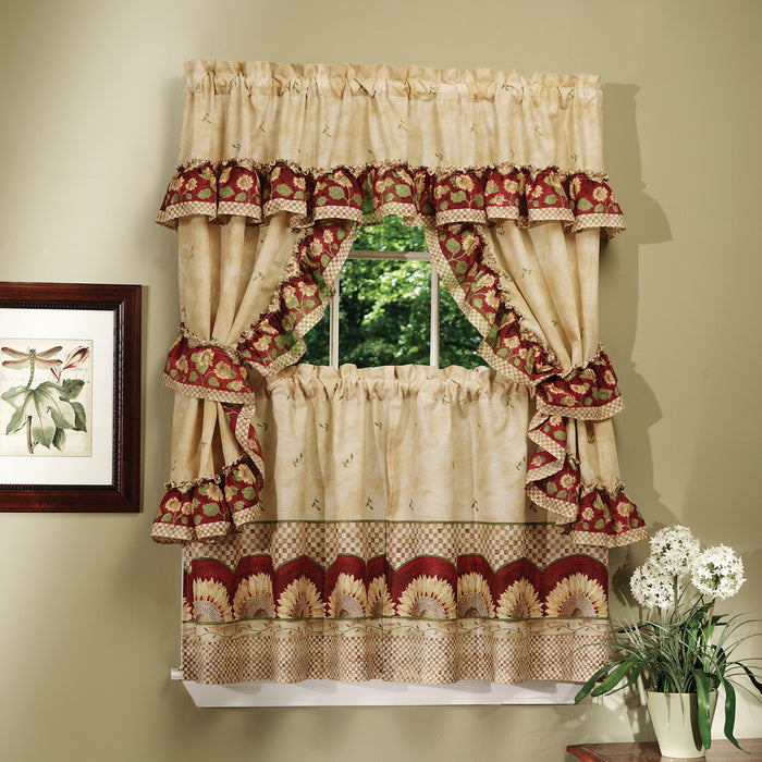 Sunflower Cottage Window Curtain Set - 5-Piece, Easy Installation, Low-Maintenance, Economically Priced, 100% Polyester
