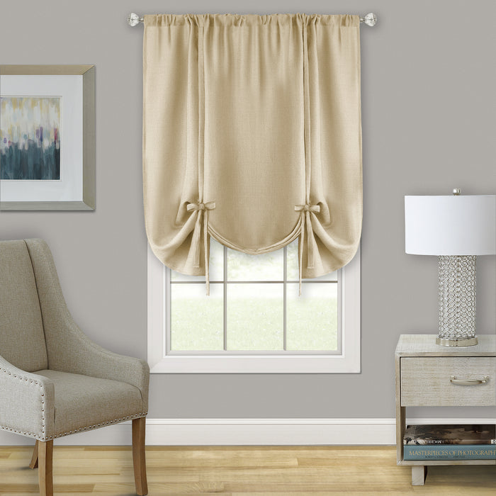 Darcy Window Curtain Tie-Up Shade, 50x63 inches, Polyester, Blush and Natural Hues - Tan