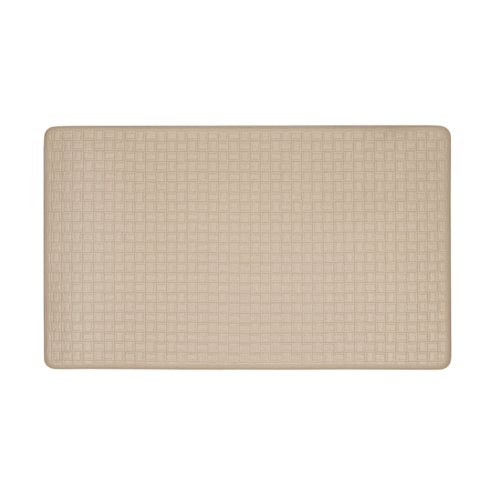 Decorative Anti-Fatigue Mat - Faux-Leather Woven-Embossed - Eco PVC Foam - Sizes 18x30, 20x39 - Tan - 20x39