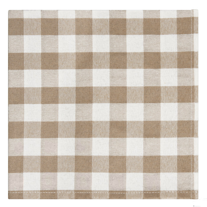 Check Dinner Table Napkins - Set of Four - Taupe