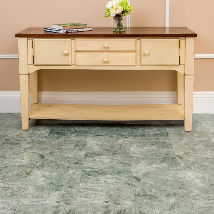 Nexus Style 12x12 Self Adhesive Vinyl Floor Tile - Cover 20 sqft, Easy DIY Peel 'N' Stick Installation, 1-Year Limited Warranty - Verde Marble Vein