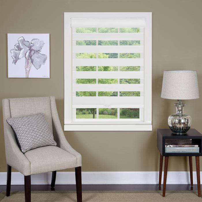 Cordless Celestial Sheer Double Layered Shade - Light Filtering & Adjustable Length - 72 Inches Length - Polyester - Easy Maintenance - White - 31x72