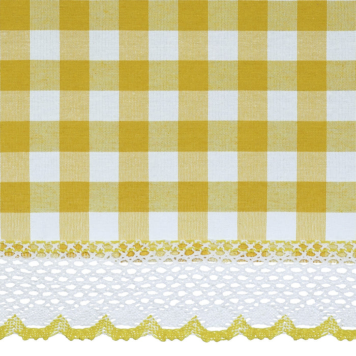 Check Window Curtain Tier Pair - Buffalo, 58 Inches Width, 2 Tiers, Light Filtering, Polyester Cotton Blend - Yellow - 58x36