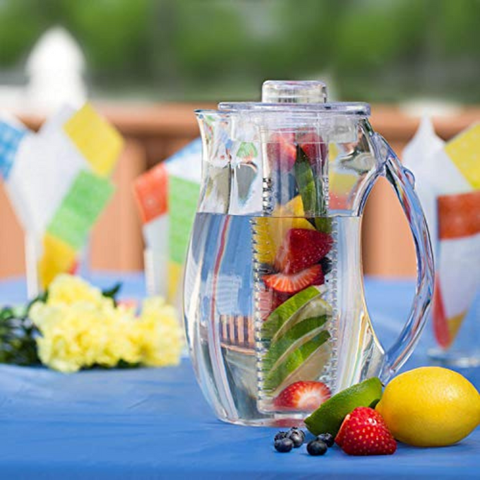 Large Fruit Infuser Water Pitcher (2.9 Quart / 93 Oz) – Shatterproof Acrylic – BPA Free