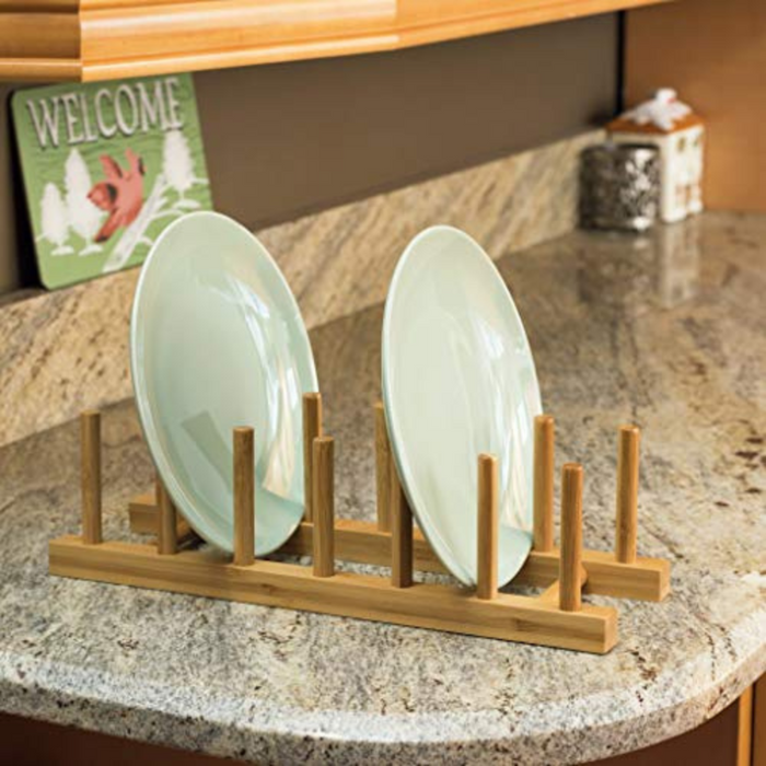 Bamboo Wooden Dish Rack/Dish Dryer/Plate Holder Kitchen Storage Cabinet Organizer for Plates/Bowls/Cups/Pot Lids/Cutting Boards - Mitten & Glove Rack
