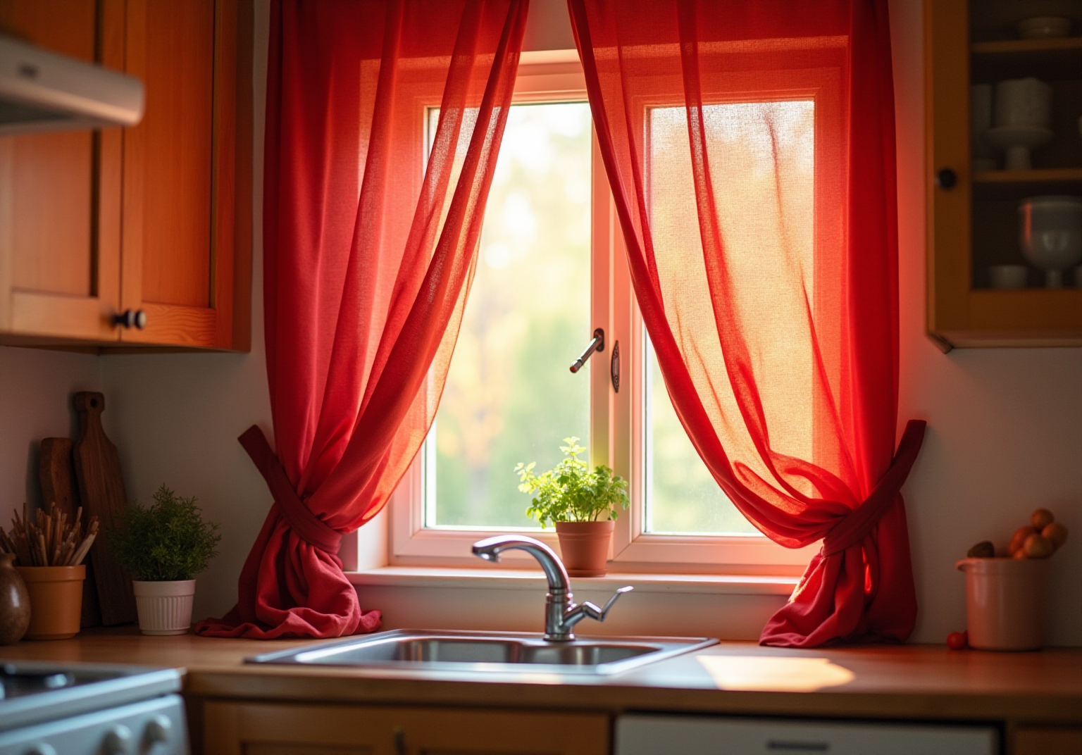 Transform Your Space with Red Kitchen Window Curtains