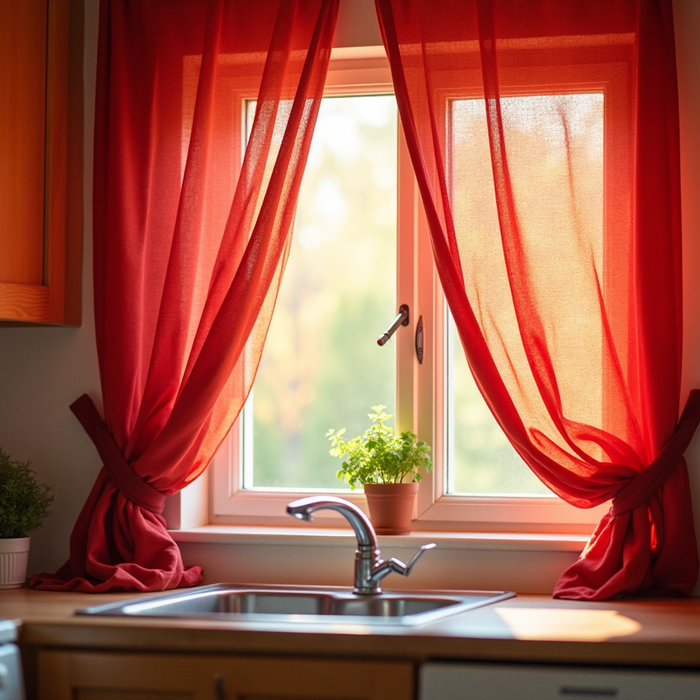 Transform Your Space with Red Kitchen Window Curtains