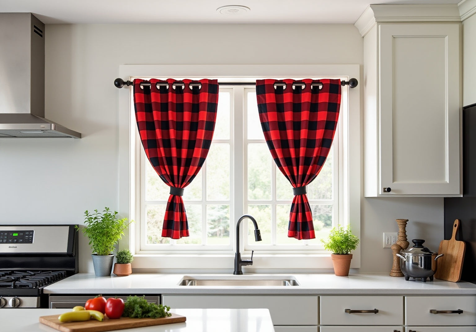 4 Steps to Choose Red and Black Kitchen Curtains