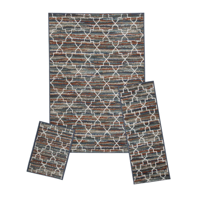 3 Piece Rug Set - Crosshatch Spice Grey