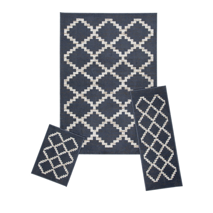 3 Piece Rug Set - Landon Blue/Grey