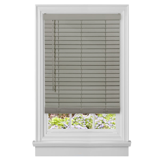 Cordless GII Madera Falsa 2 Inch Faux Wood Plantation Blind in Grey - Safe and Stylish - 48x64