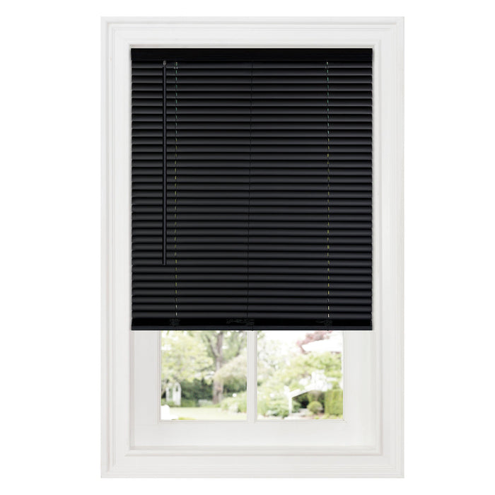 1" Room Darkening Mini Blind - Black with Child and Pet Safety, Fashionable Headrail - 39x64