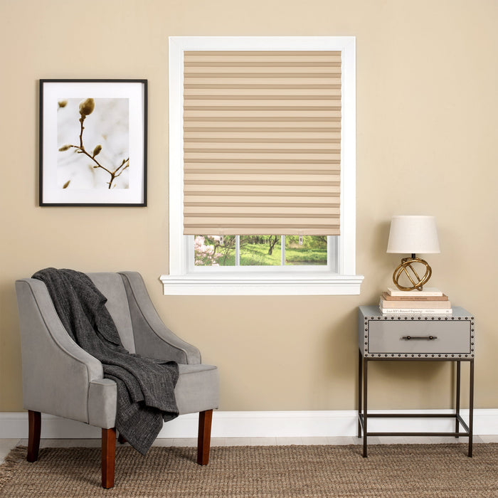 1-2-3 Vinyl Room Darkening Pleated Window Shade - Latte - 36x75