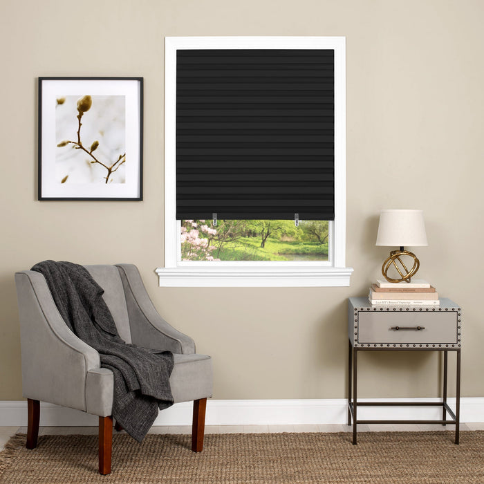 1-2-3 Vinyl Room Darkening Pleated Window Shade - Black - 36x75